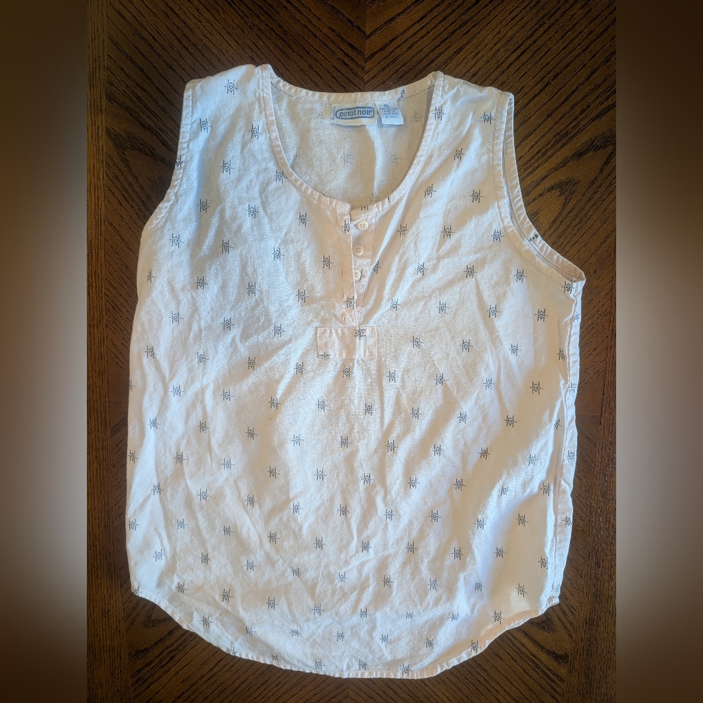 Pinot Noir‎ Vintage Pink And White Sleeveless Button-Front Tank Size 8